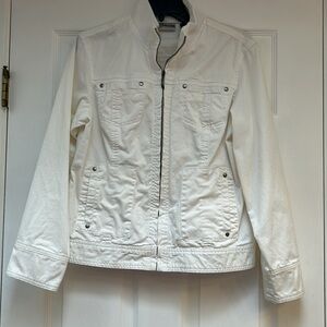 Chico's White Cotton Zipper Front Jacket-Size M/8